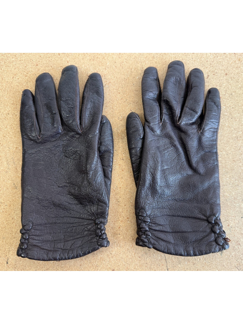 VTG Womens Sz Small (7) Brown Leather Gloves Made in Italy